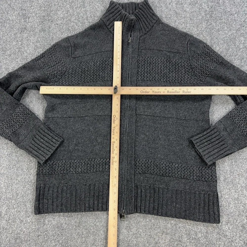 Banana Republic Sweater Mens XL Gray Full Zip Mock Neck Merino Wool Knit